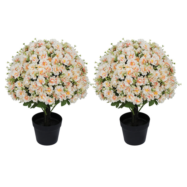 Artificial Snow Lotus Potted Plant, Artificial Floral Decor For Indoor & Outdoor Spaces - White / Pink