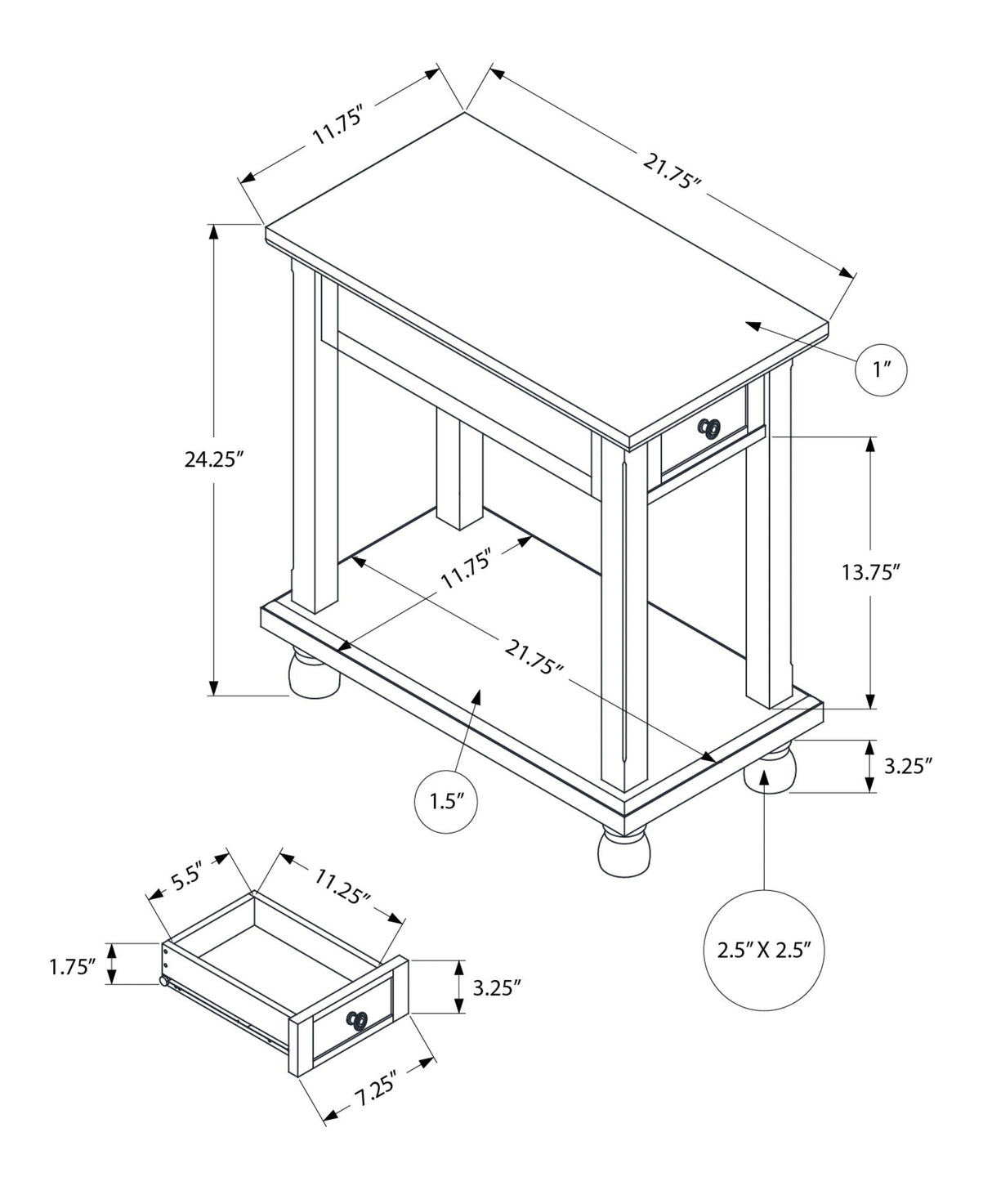Accent End Table, Storage Drawer, Traditional - Espresso - Best Buy Furniture