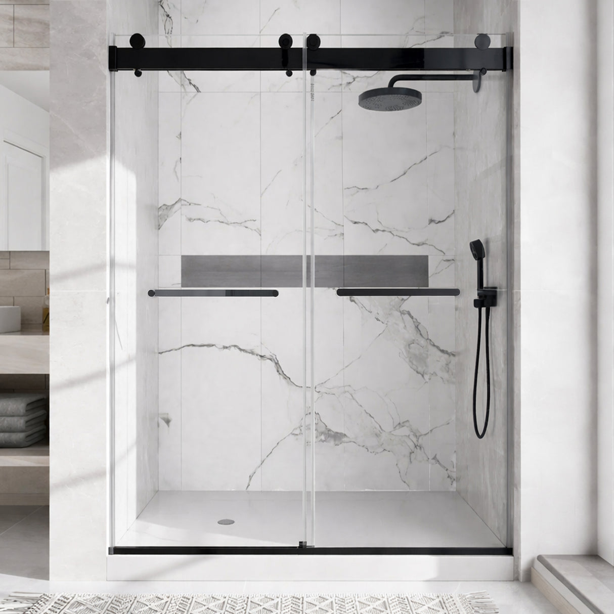 48 inches x 76 inches Double Sliding Shower Door in Matte