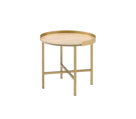 Mithea - End Table - Oak / Gold - Best Buy Furniture