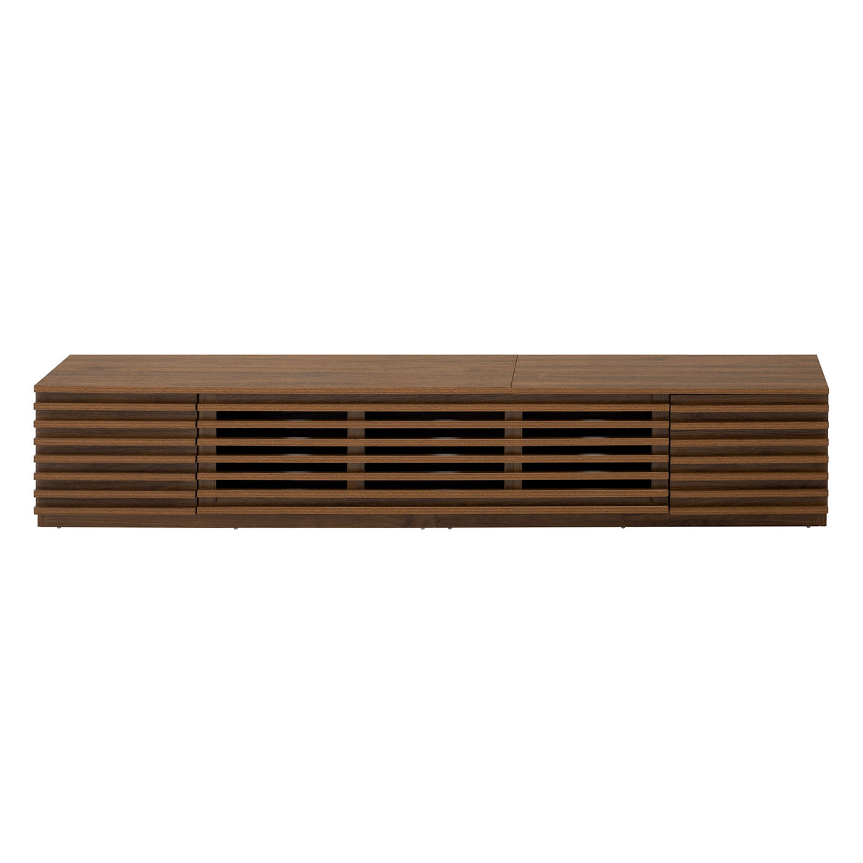 TV Stand For TVs, Entertainment Center With Cable Management And Soft Closing Hinges - Walnut