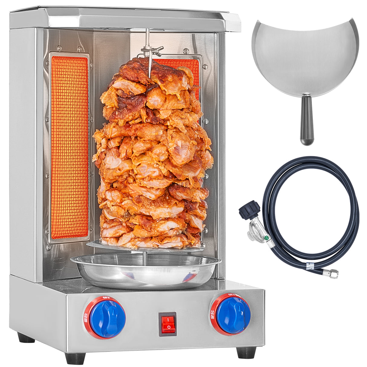 Shawarma Grill Machine, 13 lbs Capacity, 2 Burners Gas Vertical Broiler