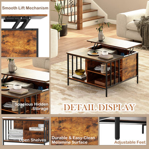 Lift Top Coffee Table With Storage Adjustable Height - Black
