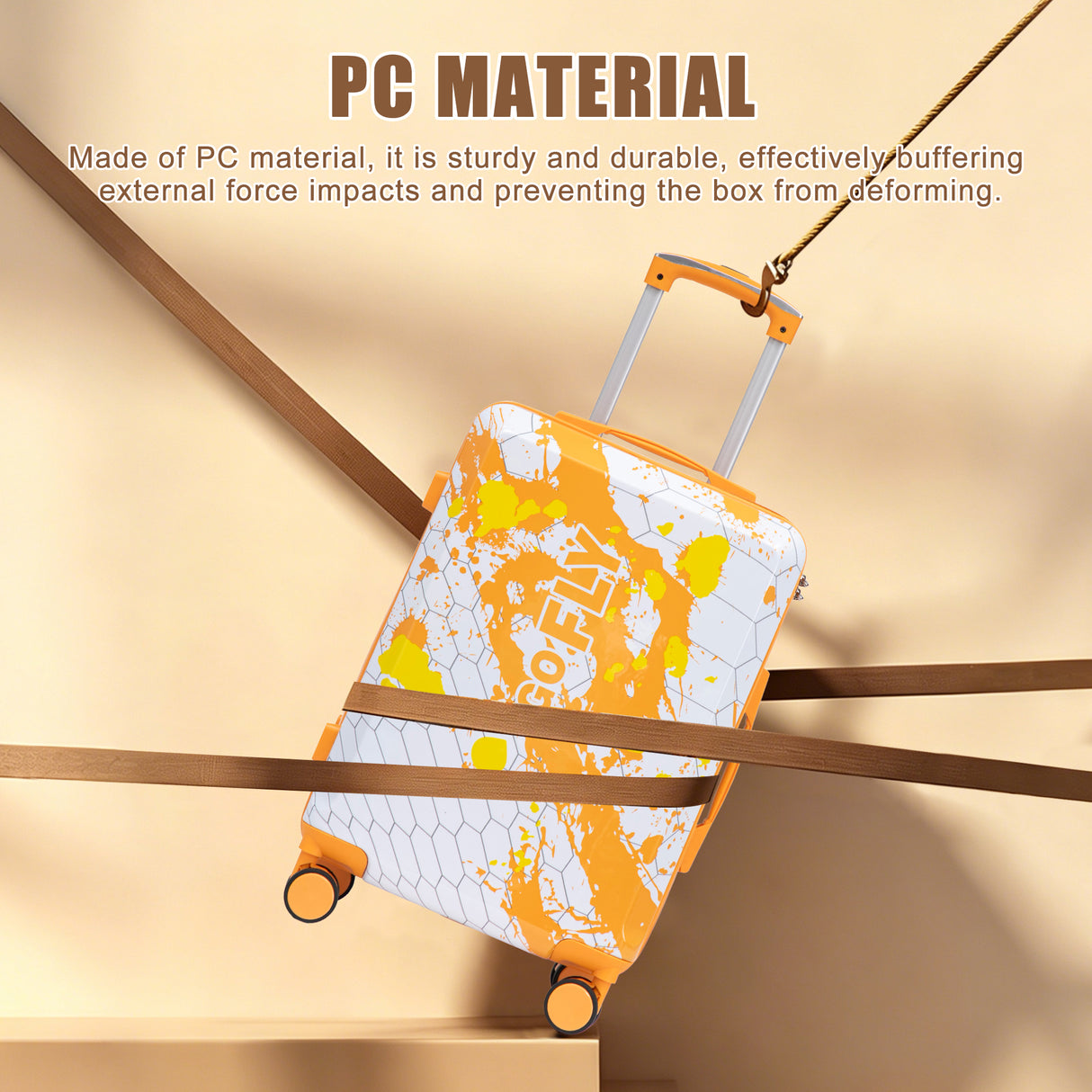 3-Piece PC Spinner Wheel Luggage Set in Orange