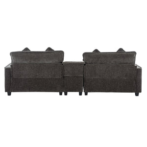 Modern Sectional Sofa With Removable Ottomans, USB Ports