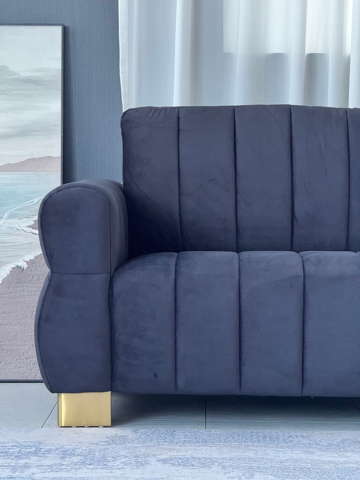 FX-P56-BKT Velvet Sofa with Golden Metal Legs