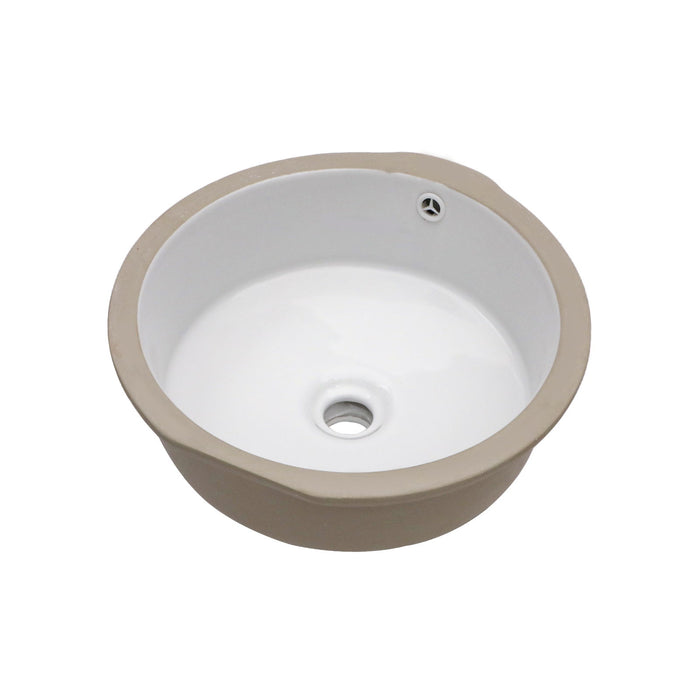 Ceramic Round Undermount Bathroom Sink with Overflow - White
