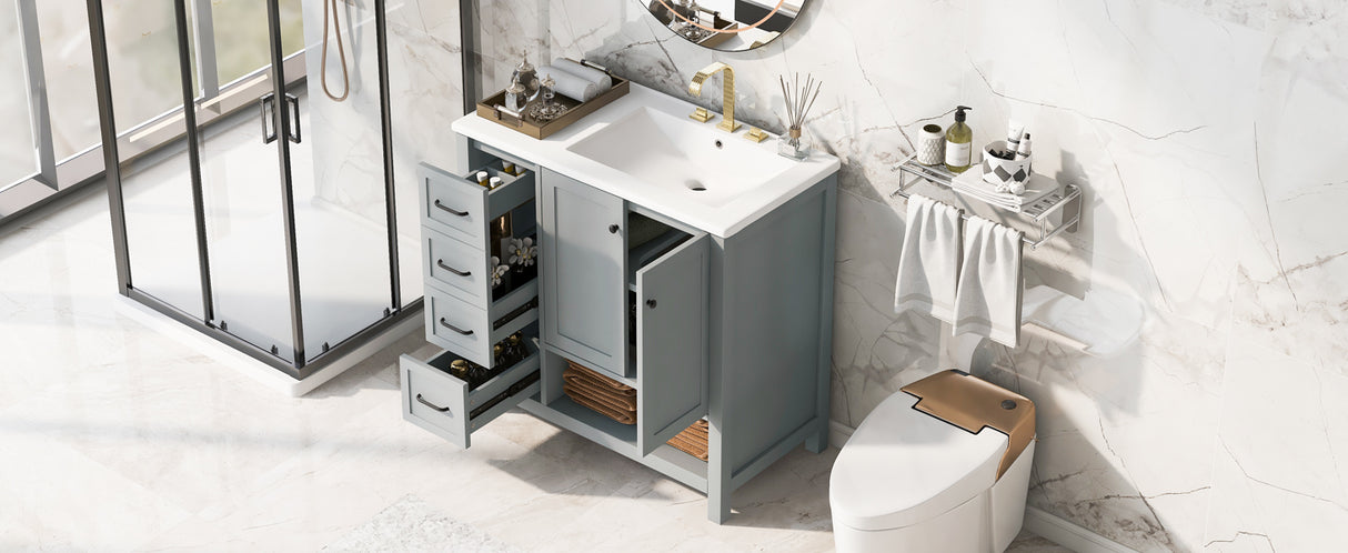 36" Bathroom Vanity with Sink Top and Storage Cabinet