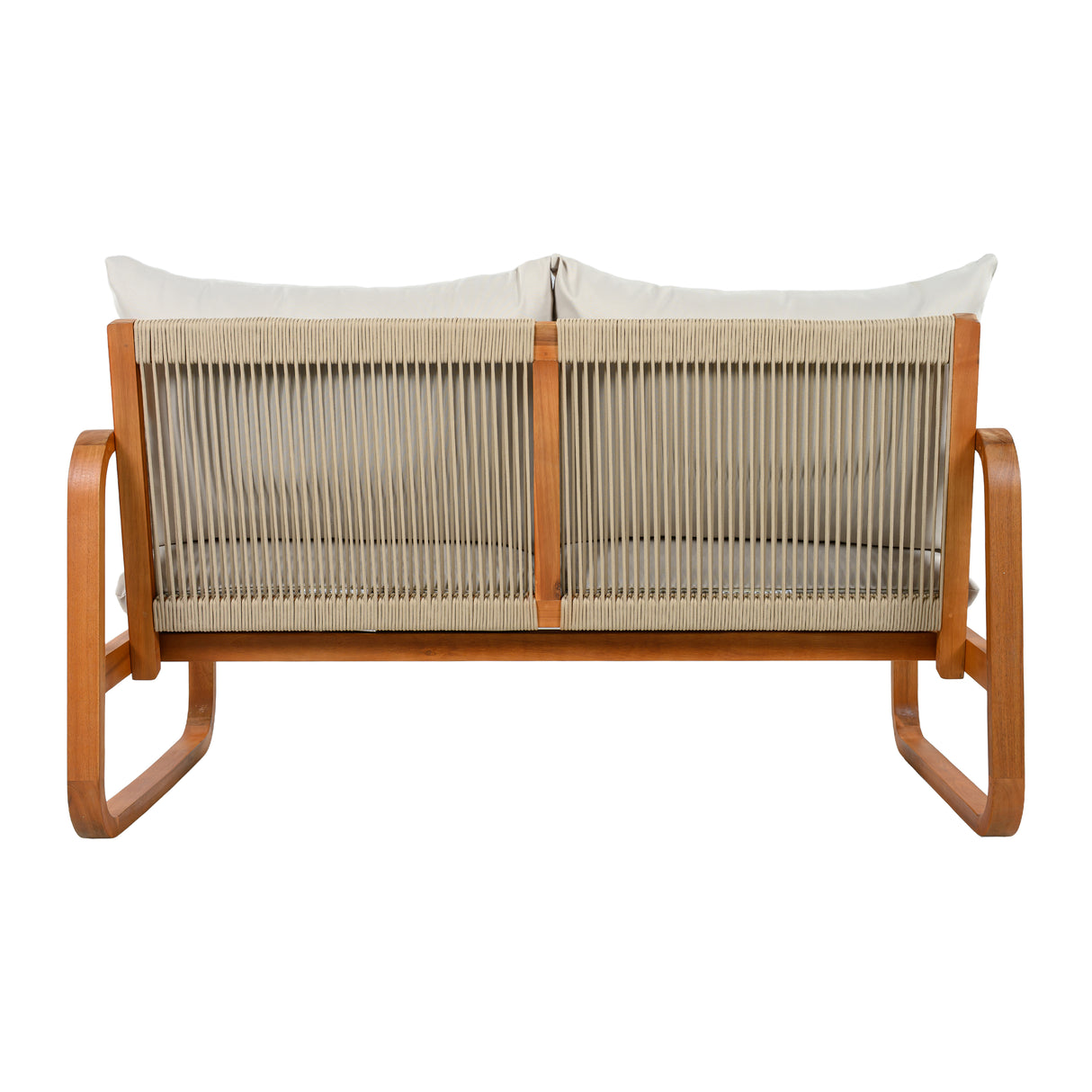 4-Piece Acacia Wood Outdoor Patio Furniture Set with Thick Cushions