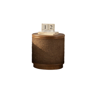 Round Rattan Coffee Table with Lift-Off Lid Storage