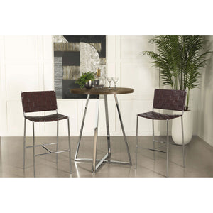 Burkhart - Round Height Bistro Bar Table - Brown Oak