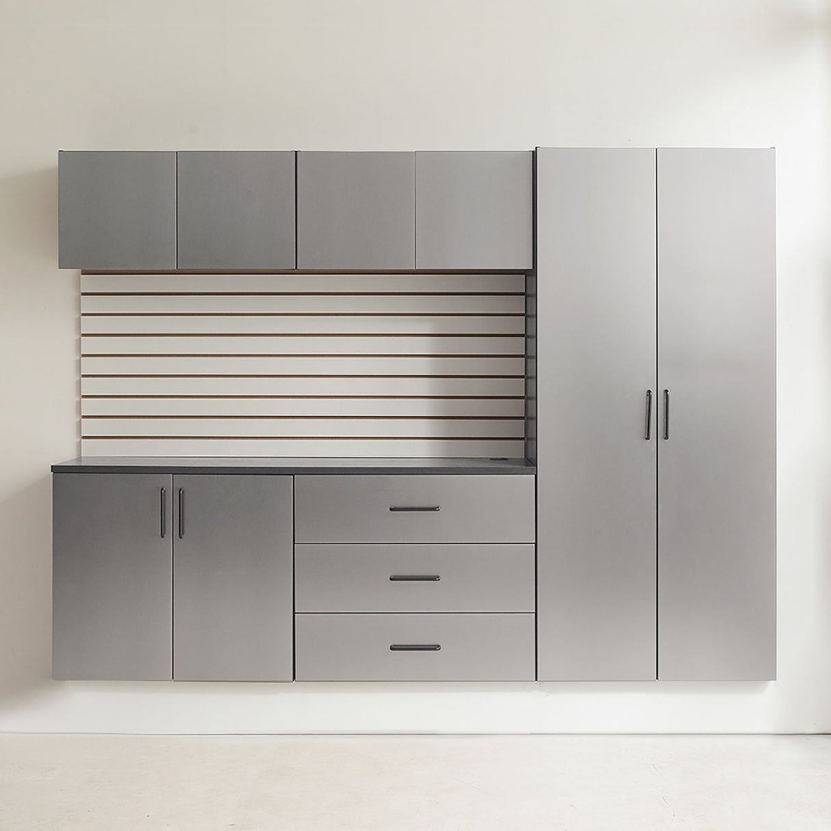Astro Series - Garage Cabinet Set B With Soft Closing Drawers - Metallic Gray