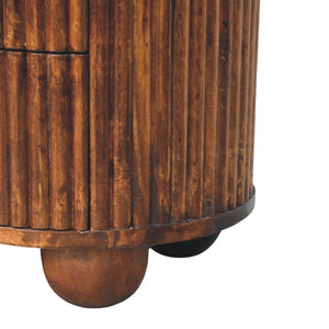 Solid Wood Curved Fluted Bedside Chest