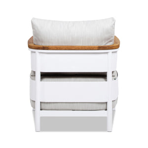 Rhodes 29" Upholstered Teak & Aluminum Patio Arm Chair Birch