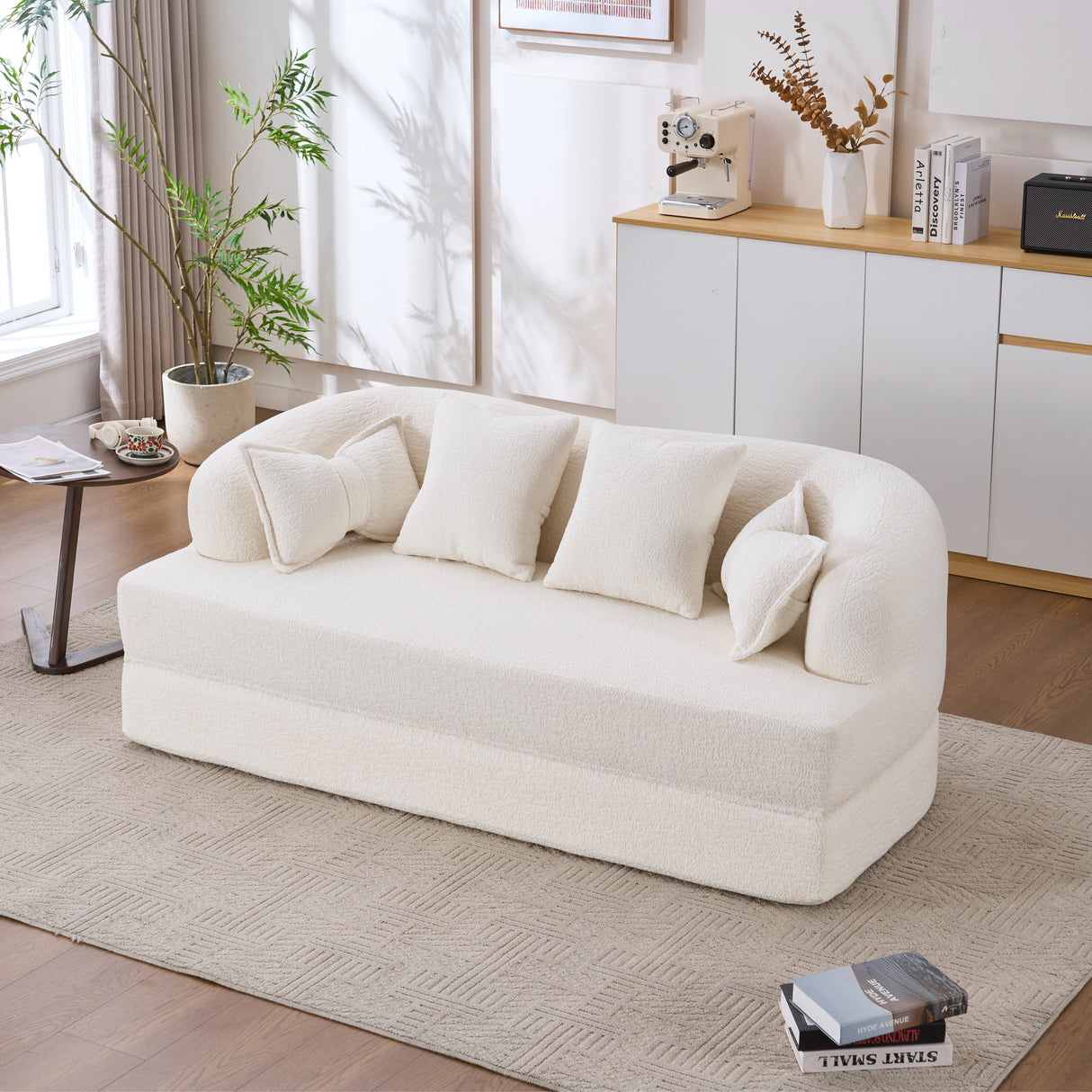 2-in-1 Foldable Sofa Bed with 4 Pillows
