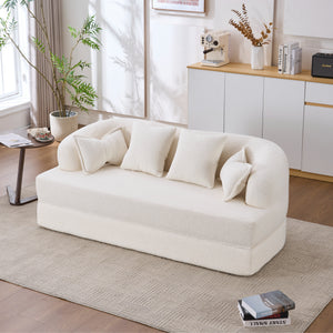 2-in-1 Foldable Sofa Bed with 4 Pillows