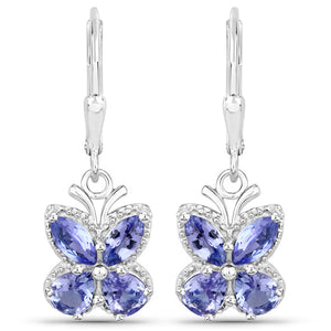 2.08 Carat Genuine Tanzanite .925 Sterling Silver Earrings