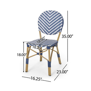 Outdoor Rattan And Aluminum French Armless Bistro Chairs Set - Navy Blue - Best Buy Furniture