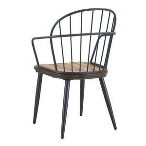 Contemporary Indoor Dining Set With Metal Legs, Birch, And Metal - Black / Natural