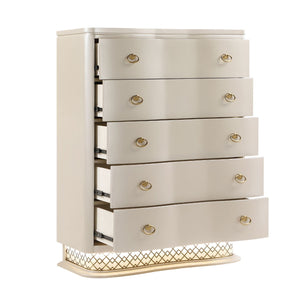 Flora - 5 Drawer Chest With Vertical Storage, LED Lighting - Champagne
