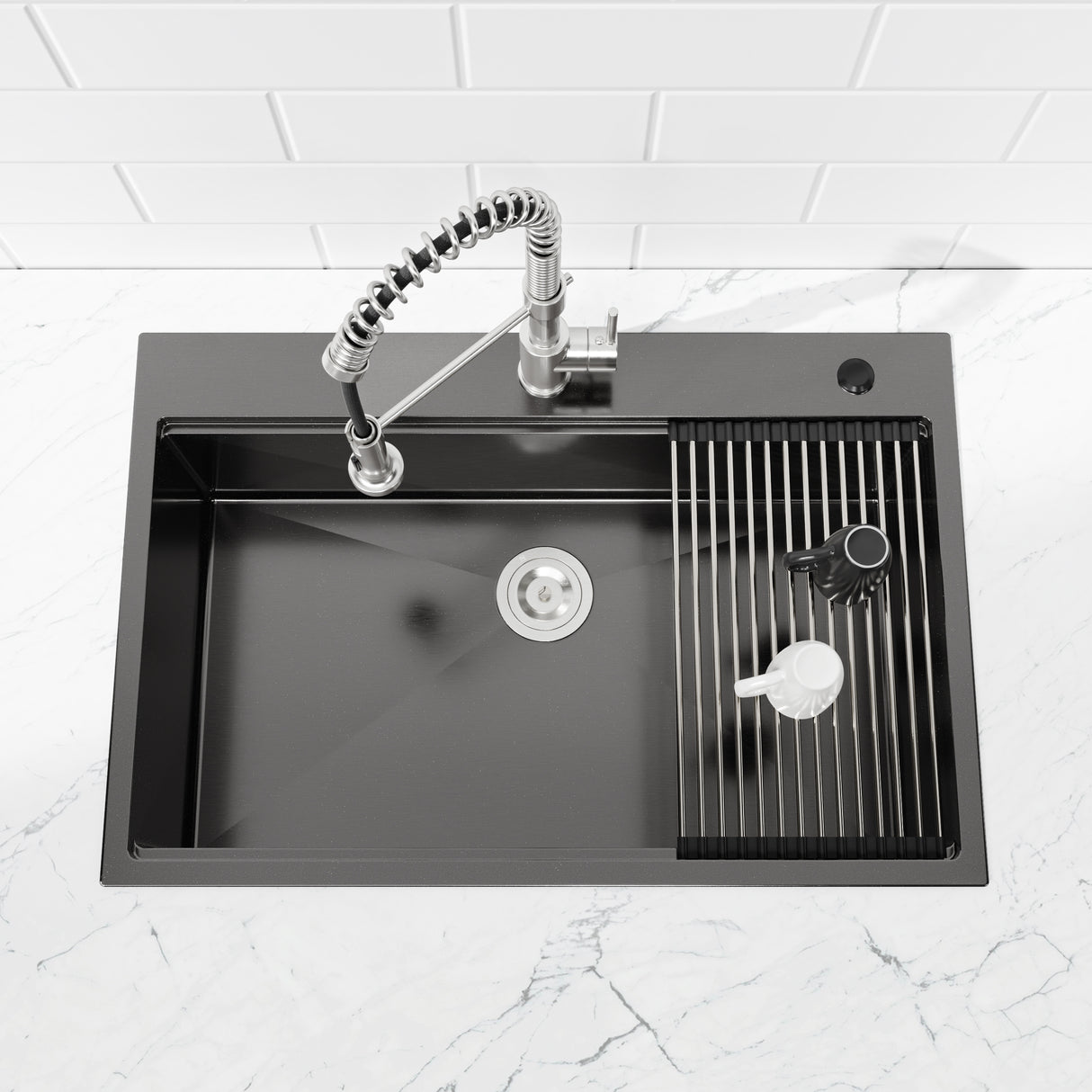 Stainless Steel Kitchen Sink, 33″x22″ Single Bowl, Overmount Handmade Sink