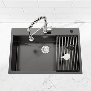 Stainless Steel Kitchen Sink, 33″x22″ Single Bowl, Overmount Handmade Sink