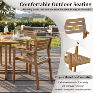 U_STYLE 5-Piece Outdoor Dining Set with Acacia Wood Chairs