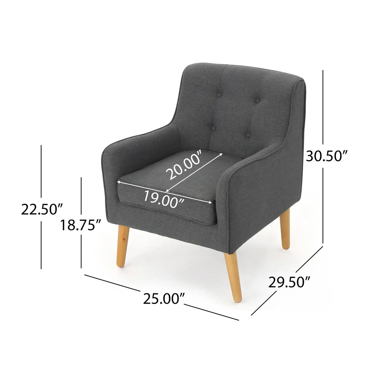 Modern Arm Chair With Tufted Back And Wooden Legs - Best Buy Furniture