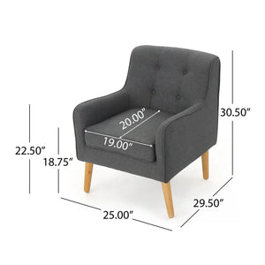 Modern Arm Chair With Tufted Back And Wooden Legs - Best Buy Furniture