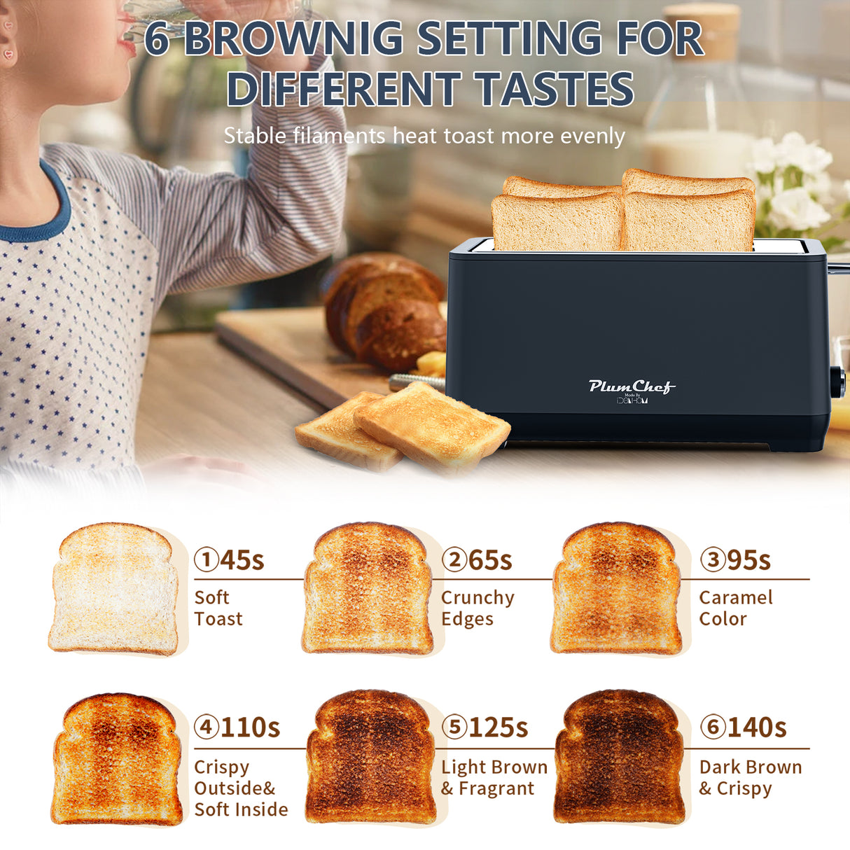 4-Slice Toaster, Extra Wide Long Slot with Warming Rack