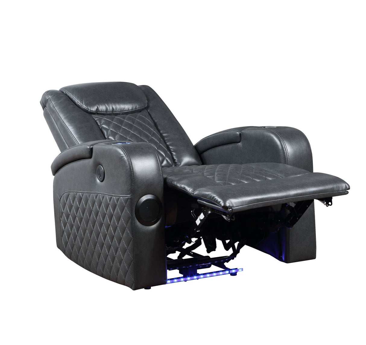 Alair - Leather Aire Power Motion Recliner With Bluetooth, Wireless Charger Cupholder - Dark Gray - Best Buy Furniture