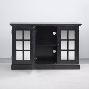 Storage Cabinet With 3 Mirrored Acrylic Doors, Adjustable Shelves
