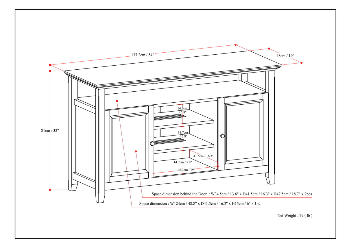 Amherst - TV Media Stand, Handcrafted