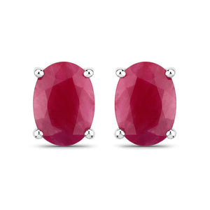 1.70 Carat Genuine Ruby 10K White Gold Earrings