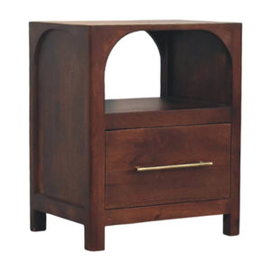 Solid Wood Arched Edge 1 Drawer Bedside