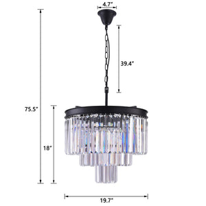 19.7-Inch 7-Light Dimmable Tiered Chandelier, Chrome
