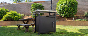 K&K 39.5" Outdoor Grill Cart with Storage Cabinet