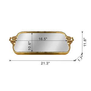 Ornate Gold Accent Tray with Mirrored Surface