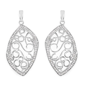 0.73 Carat Genuine White Diamond .925 Sterling Silver Earrings