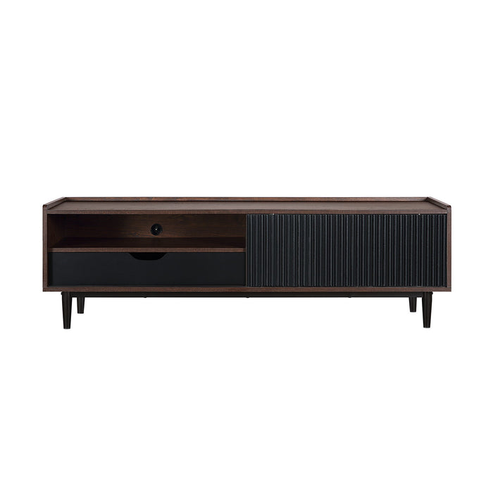 Fluted TV Stand with Sliding Door – Blue or Black