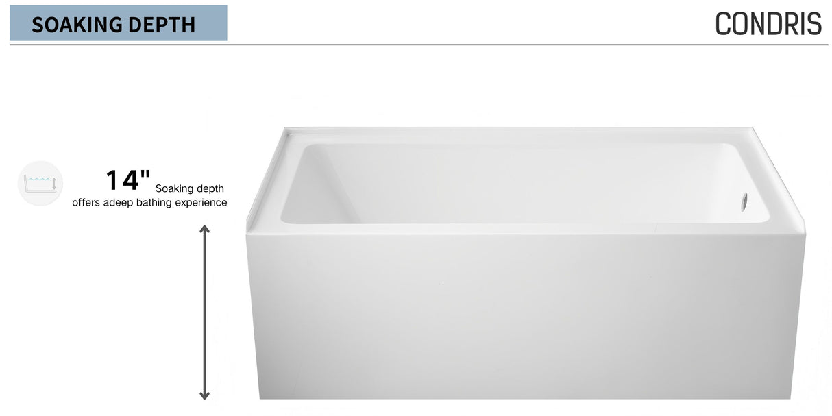 54" x 32" Alcove Bathtub – Acrylic Soaking Tub with Integral Apron