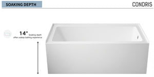 54" x 32" Alcove Bathtub – Acrylic Soaking Tub with Integral Apron