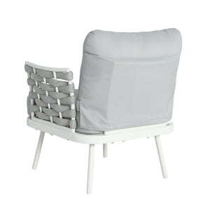 Mariano Steel 4-Pieces Conversation Set, Off White & Grey