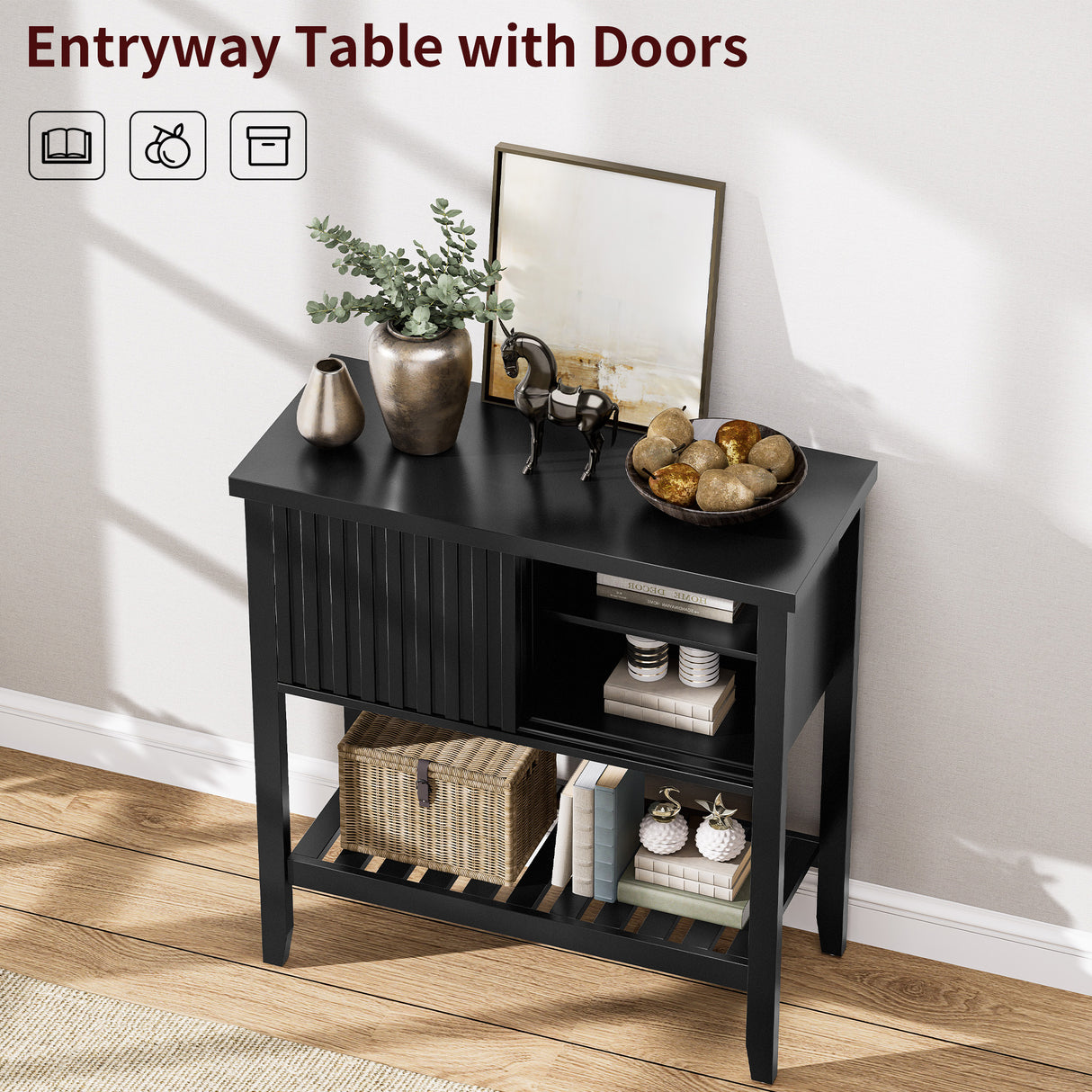 31.5" Entryway Console Table with Sliding Drawer Doors