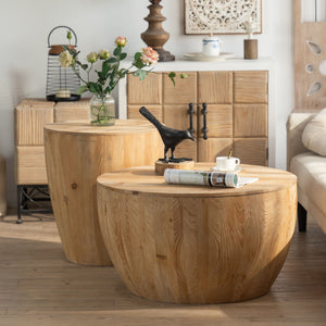 Vintage Style Barrel Coffee Table With Storage