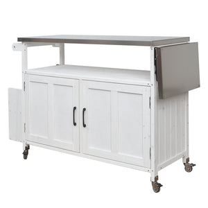 Foldable Outdoor Kitchen Island With Lockable Wheels, Storage Cabinet And Towel Rack For Patio