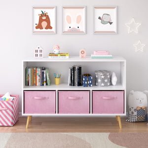 Bookcase With Collapsible Drawers, Book Display Organizer