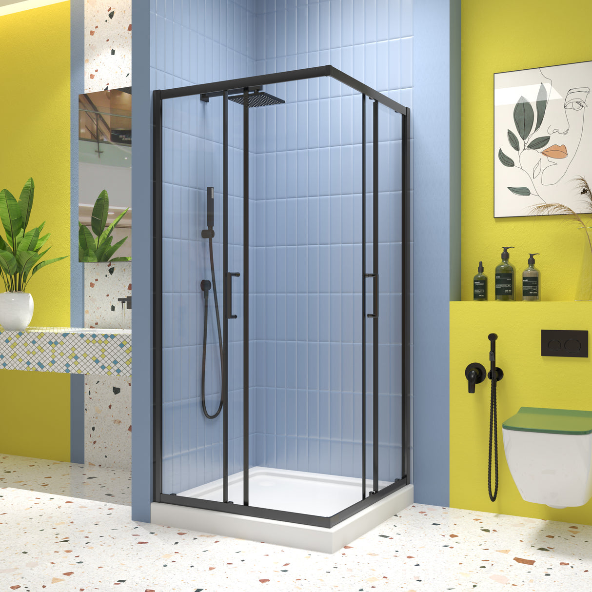 Sliding Shower Door with 1/4" Tempered Clear Glass, 34.625 in. x 72 in.