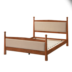 Queen Size Upholstered Platform Bed Frame with Wooden Slat Support