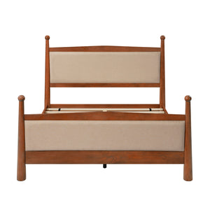 Queen Size Upholstered Platform Bed Frame with Wooden Slat Support